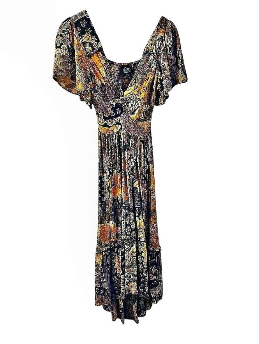 ANGIE Paisley Print High/Low Boho Dress